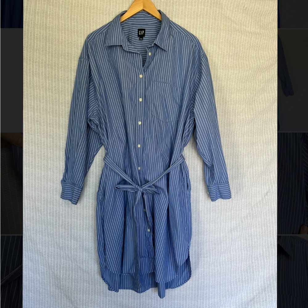 GAP Oversized Pinstripe Button Down Shirt Dress - XL but fits bigger